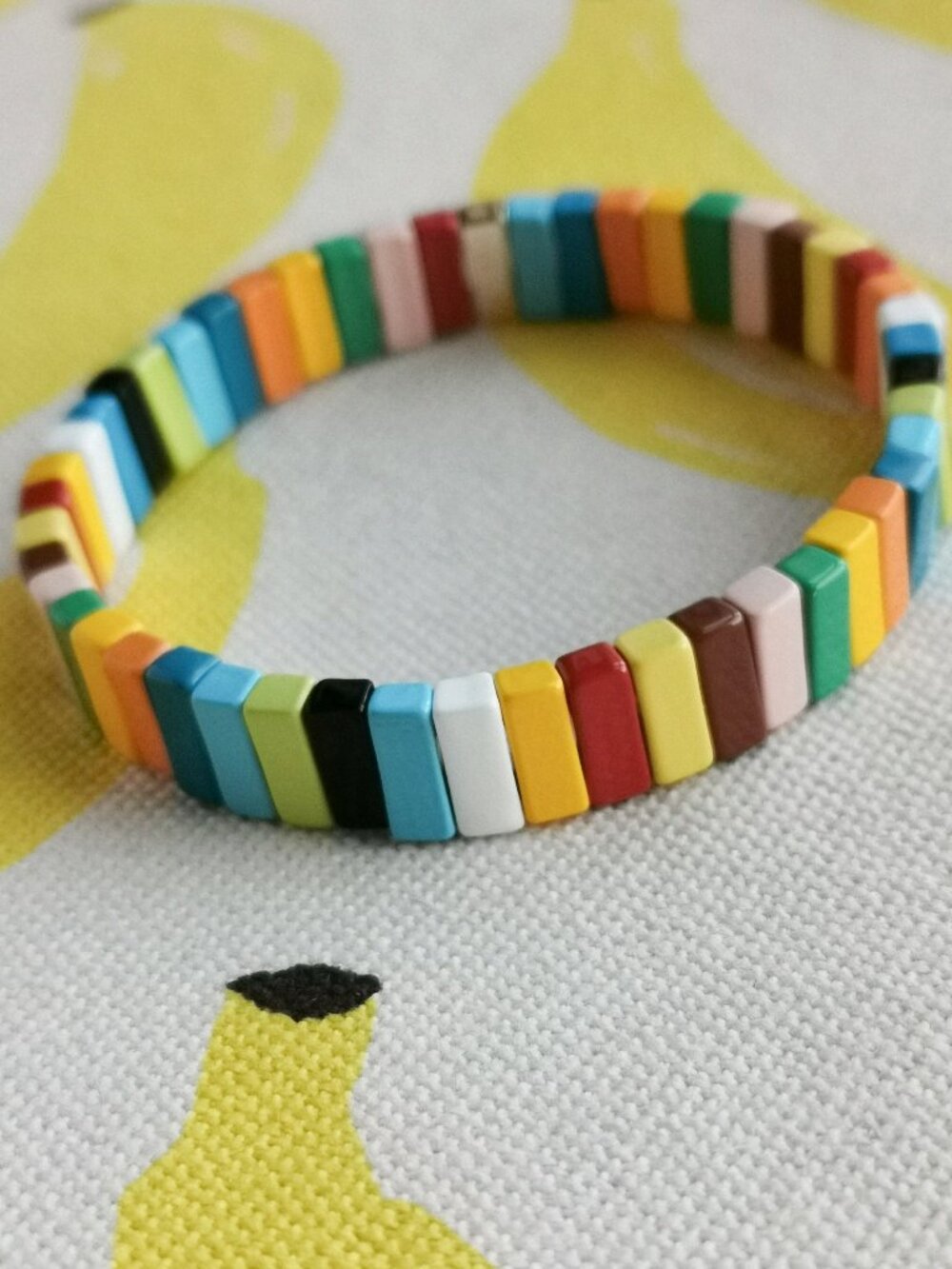 Roxanne Assoulin Rainbow Brite Bit X Bit Enamel Stretch Bracelet - Gold & Colorf